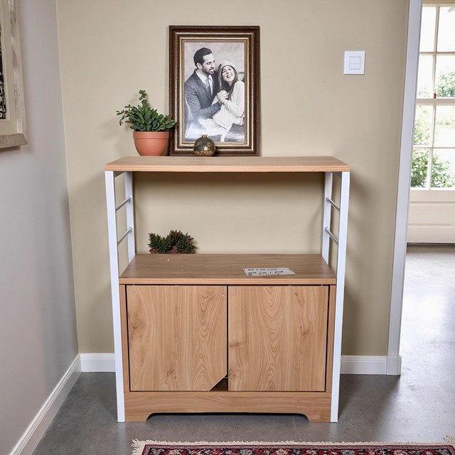 Promotional simple modern style wrought iron wooden double door cabinet living room bedroom storage rack sideboard storage cabinet