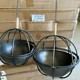 Promotional foreign trade original single American country style retro wrought iron set of two hanging round pots with characteristic decorative flower pots
