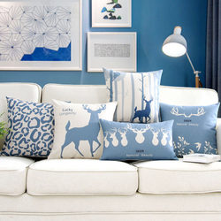 Blue Elk Nordic Cotton and Linen Pillowcase Living Room Sofa Cushion Office Backrest Headboard Pillow Lumbar Support