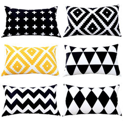 Scandinavian Double-Sided Black and White Plaid Geometric Sofa Pillow Cushion 30*50/40*60/70 Office Lumbar Pillow Cushion