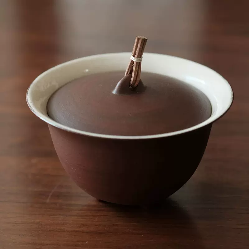 半斋造物粉引三足盖碗景德镇手工陶瓷复古茶具单个泡茶碗120ml-Taobao 