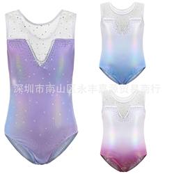 In-Stock High-Elastic Girls' Mesh Gymnastics Leotard Ballet Costume Performance Dancewear Leotard Exam Leotard One-Piece Outfit
