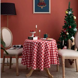 
ins Korean plaid tablecloth small fresh round dining table velvet cloth children's birthday party decoration decoration background