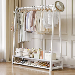 Floor-Standing Clothes Drying Rack for Bedroom, Home, Indoor, Double-Pole Drying Rack, Movable Multi-Functional Coat Rack