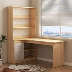 Corner Desk Bookshelf Bookcase Integrated Table Student Home Writing Study Desk Bedroom Wooden Computer Office Desk