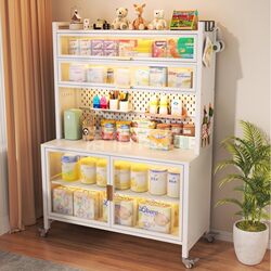 Steel Baby Feeding Table Storage Cabinet Baby Supplies Storage Rack Floor-Standing Multi-Layer Large-Capacity Toy Storage Cabinet