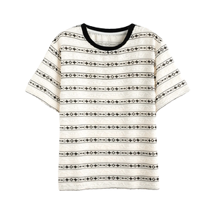 Design-sensual niche short-sleeved T-shirt for women in summer Korean style loose large size women's striped jacquard half-sleeved top trendy