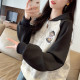 Early spring clothing polo collar sweatshirt for women in spring and autumn Korean loose large size thin tie-dye contrast raglan sleeve top jacket