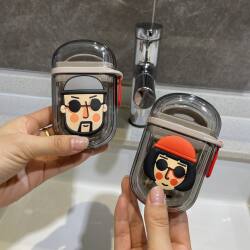 Travel Portable Soap Box, Portable, Sealed, Water-Draining, Cute Cartoon Creative Business Trip Soap Box with Lid