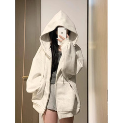 Sweatshirt Zipper Thin Jacket for Women 2026 New Spring and Autumn Petite Loose Lazy Style Hooded Cardigan Top