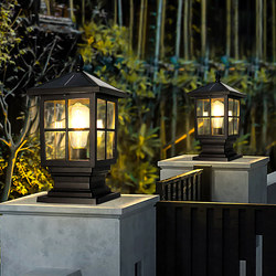 Solar-Powered Fence Post Lights, Modern Chinese-Style Simple Outdoor Waterproof Garden Villa Gate Courtyard Post Lights