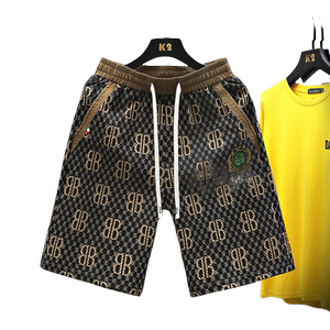 Summer ice silk casual shorts men's trend sports basketball pants loose and cool, five -point pants beach pants men's clothing