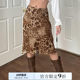 SWEETOWN Outlier#Ancient Early Leopard Printing Skin Skin Skirt Millennium Hot Girl Niche Middle Long Skirt Female