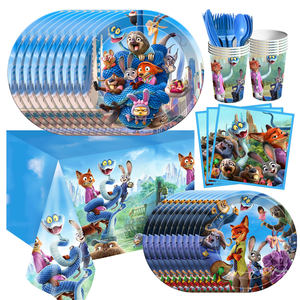 
Zootopia 2 Birthday Theme Party Package Flag Balloon Paper Plate Paper Cup Tablecloth Party Supplies Device