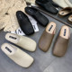 Dongdaemun, South Korea, large size sandals for women, half-support single shoes, flat soft leather shoes, lazy toe-toe Mule half-slippers