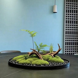 Everlasting Moss Artificial Landscape Decoration for Hotel Private Rooms, Large Round Table Centerpiece, High-End Fake Flowers and Green Plants for Villas