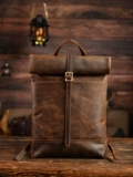 Ретро трендовый рюкзак, кожаный ранец для путешествий, в американском стиле, воловья кожа