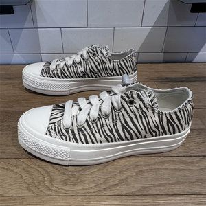 
CONVERSE Converse All Star Lift Zebra Pattern Women's Low Top Thick Sole Heightening Canvas Shoes A10959C