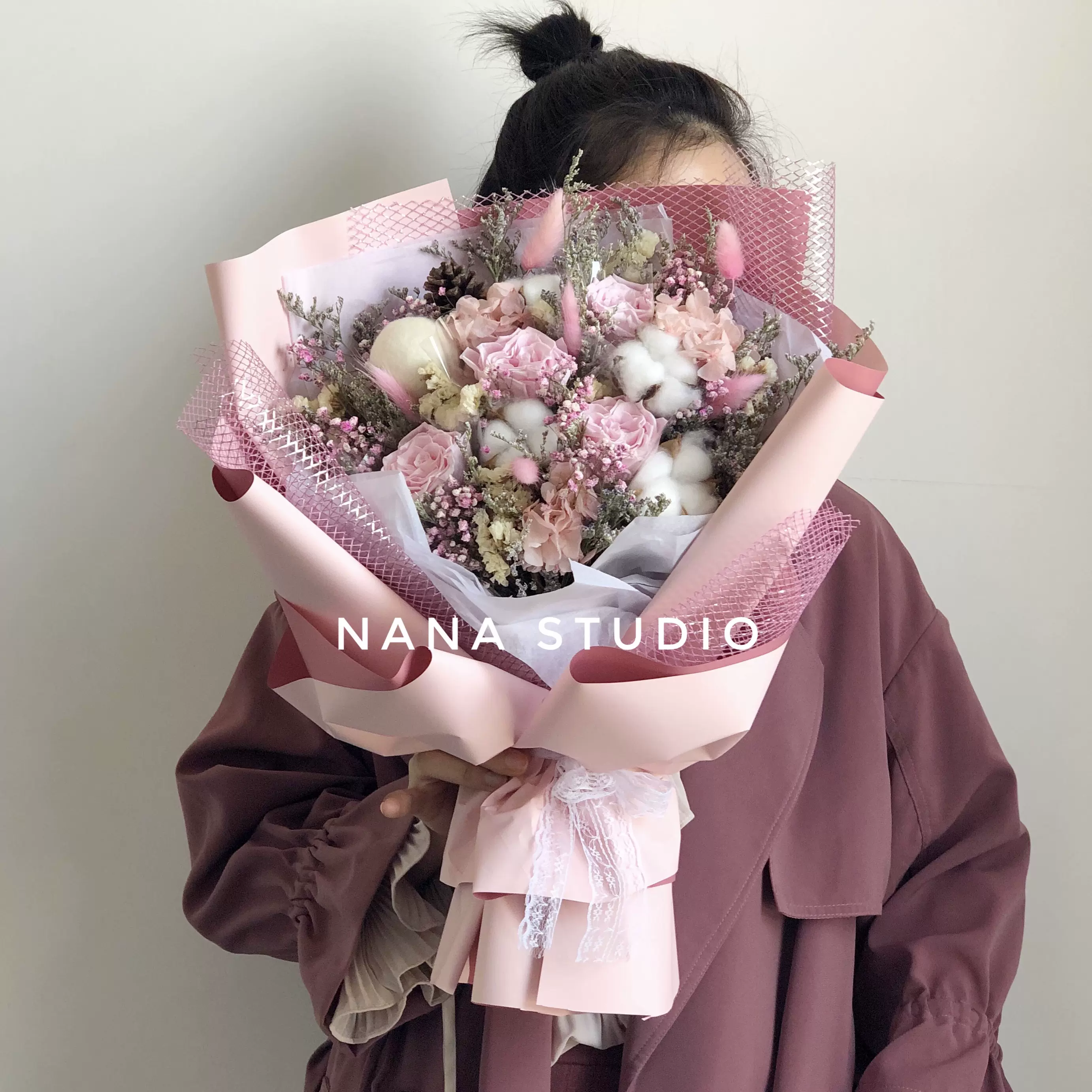 棉花乾燥花滿天星畢業花束玫瑰永生花禮盒ins網紅生日情人節禮品 棉花乾燥花滿天星畢業花束玫瑰永生花禮盒ins網紅生日情人節禮品