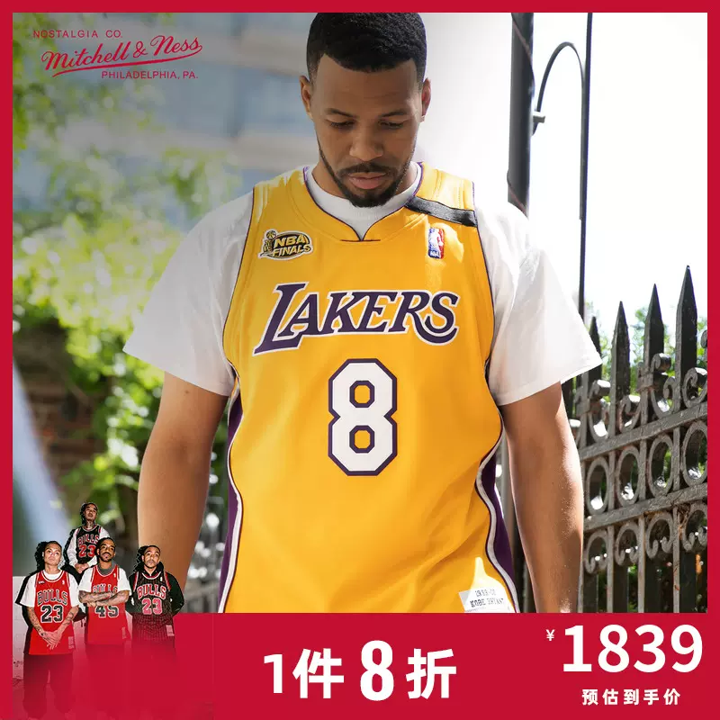 Mitchell&Ness黑曼巴科比99-00年湖人队8号AU球衣复古MN篮球服NBA-Taobao