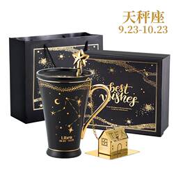 Constellation Water Cup, Large Capacity, Retro Ceramic Cup, Couple Coffee Cup, High-Value Cup, Nordic Mug with Lid