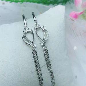 
New water drop earrings earrings, silver empty holder 6*10mm S925 sterling silver jewelry fashion trend