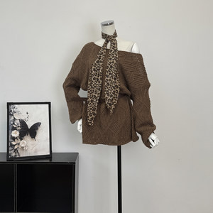 
2026 spring new French style lazy style mid-length hollow pullover sweater for women, loose, slim and versatile sweater