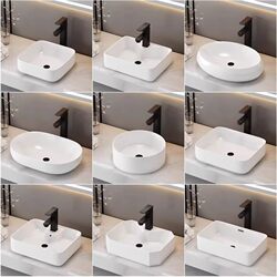 Countertop Washbasin Bathroom Ceramic Washbasin Artistic Small Basin Balcony Square Round Single Basin for Home Use