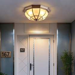 All-Copper Outdoor Ceiling Light, Entryway Sensor Light, Villa Entrance Smart Voice-Controlled Three-Proof Light for Hallway, Corridor, Balcony