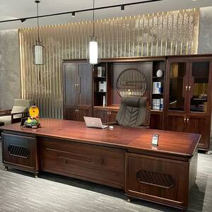 New Chinese style office desk simple single solid wood walnut boss desk modern large desk office president desk

