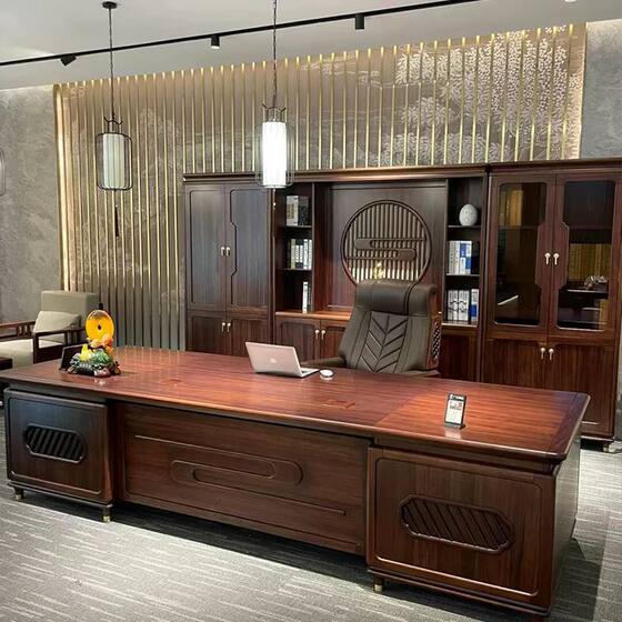 New Chinese style office desk simple single solid wood walnut boss desk modern large desk office president desk
