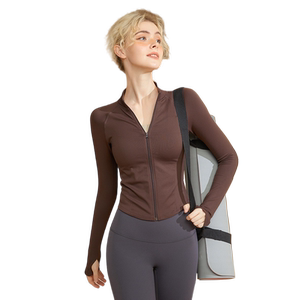 
Photos of the yoga suits for women tight slim sports jackets outdoor training morning jogging suits fitness clothes long sleeves spring and autumn new