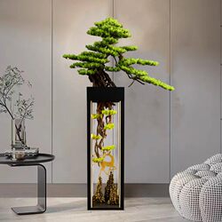 Artificial Welcoming Pine Tree for Entrance, Green Plant for Living Room, Fake Tree for Hotel, Club, Hallway, Large Opening Decoration
