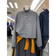 Retro contrasting striped turtleneck sweatshirt for women in winter lazy style plus velvet thickened single-breasted loose pullover top
