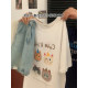 Korean retro cat printed short-sleeved T-shirt for women in summer loose chic Hong Kong flavor pure cotton round neck student top