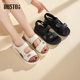Dadong Sports Sandals Women's Shoes 2025 Summer New Flat Sole Mid-Heel Velcro Band Beach Shoes X5063
