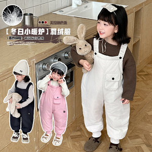 
Children's winter down pants 2025 new style baby boy's style down overalls girls winter comfortable warm pants