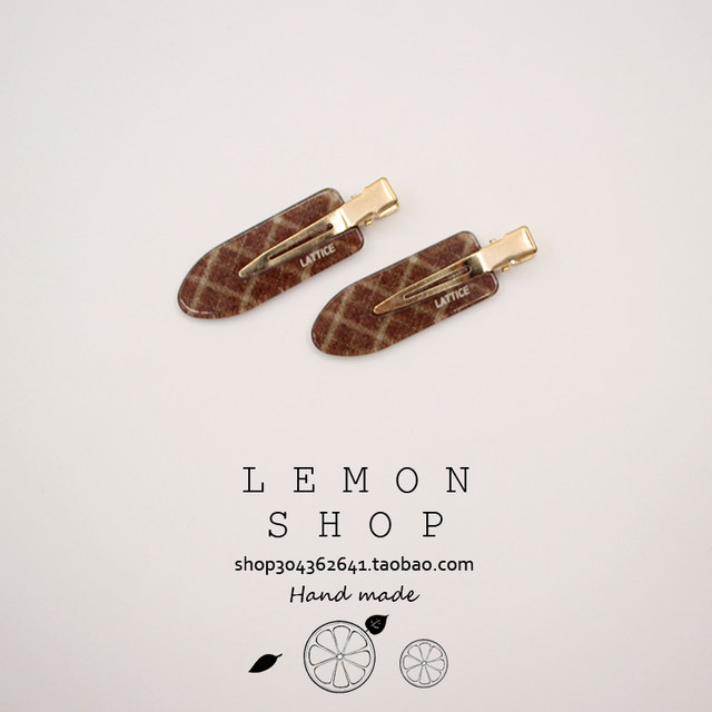 Coffee color seamless hairpin retro plaid edge clip makeup clip girl bangs clip card broken hair duckbill clip hair accessories