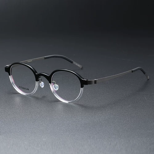 Большое лицо High Myopia 9G Retra -Ultra -Slight Glasses Pure Titanium Зеркало, горизонтальная пластинчатая рама горизонтальная пластина рама круглой коробки, Линде 1011
