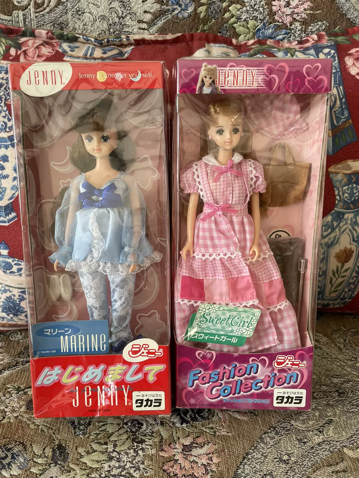 现货日本TAKARA TOMY JENNY珍妮娃娃蓝色蕾丝款格子田园风格款