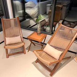 Outdoor Garden Leisure Lounge Chair, Balcony Small Table and Chairs, Nordic Style Courtyard Rattan Table and Two Chairs, Outdoor Lazy Lounge Chair