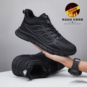 
Men's shoes 2025 winter new trendy high-top sports and casual versatile shoes for men's plus velvet warm two cotton shoes