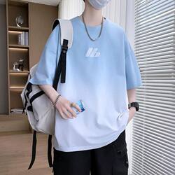 Ice Silk Loose Men's Short-Sleeved T-Shirt Summer 2025 New Half-Sleeve T-Shirt Youth Student Trendy Brand Top