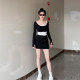 Black drawing half -bodies women's skirt 2024 spring and summer new high waist, thin bag hips A -line casual sports skirt