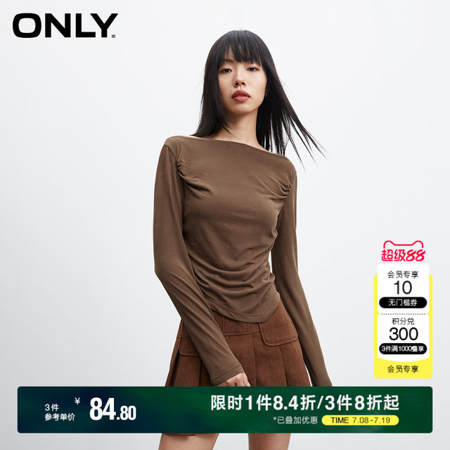 ONLY summer comfortable base shirt versatile one-length neck slim long-sleeved top T-shirt for women 123301026