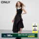 ONLY temperament suspender tea skirt dress irregular skirt hem small black skirt waist square collar slim dress women's dress