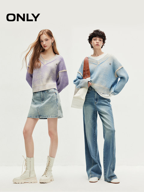 ONLY winter trend V-neck loose thread long-sleeved sweater sweater ...