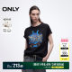 ONLY2025 summer new fashionable old printed raglan round neck loose fit pure cotton short-sleeved T-shirt for women