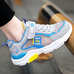 Outlet Boys' Shoes Summer New Single Mesh Children's Sports Shoes Soft Sole Mesh Upper for Older Children Hollow Mesh Shoes