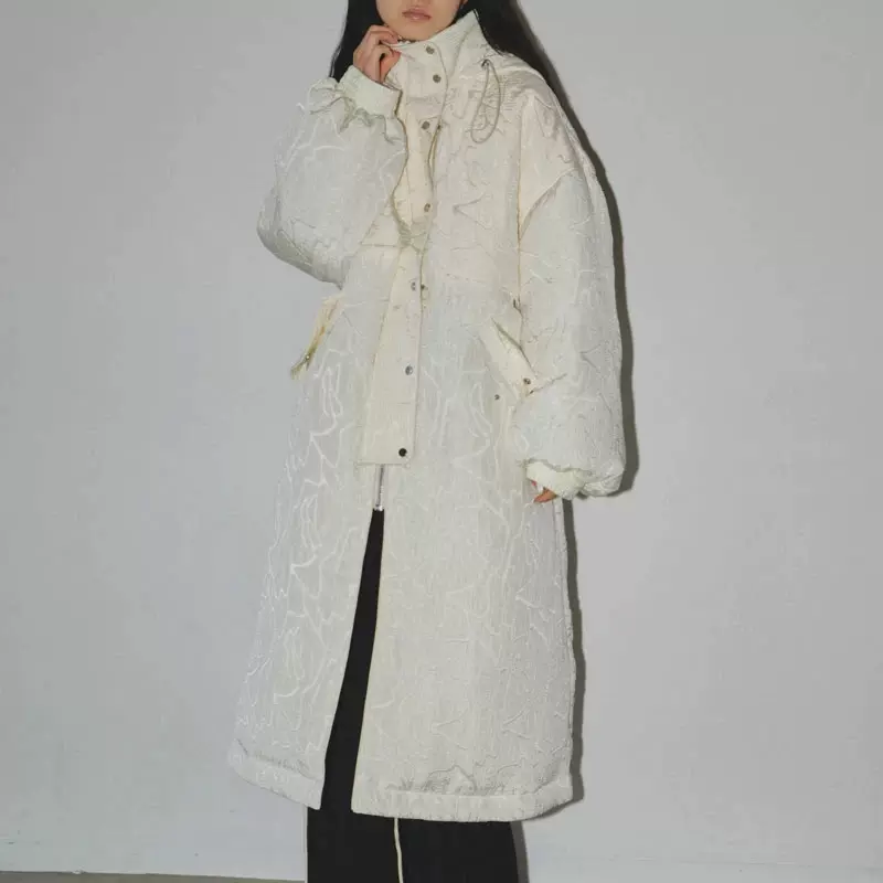 小恶魔日本代购TODAYFUL Jacquard Down Coat 花纹长款外套23aw-Taobao